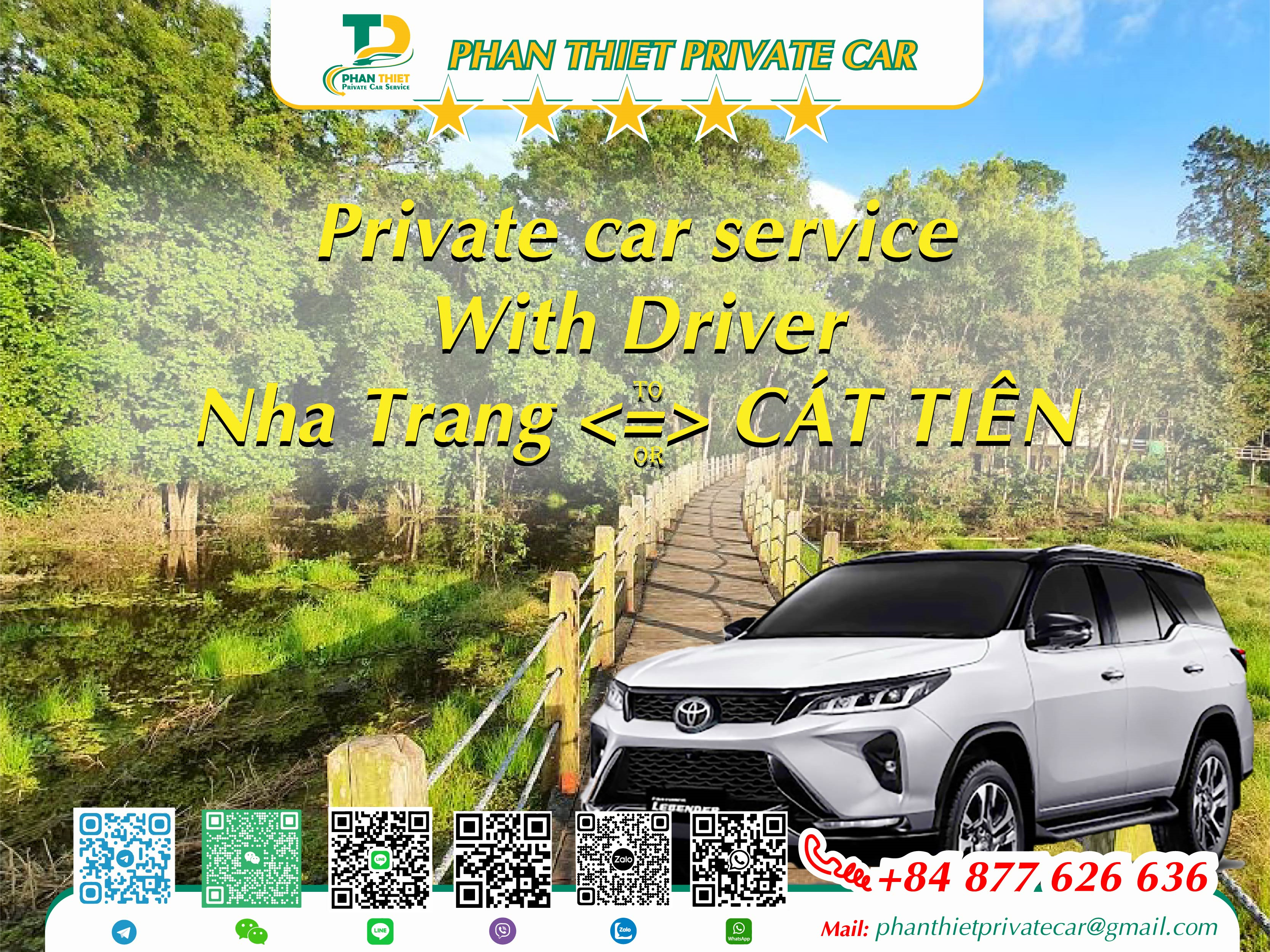 Car rental Nha Trang <=> Cat Tien (private car with driver)